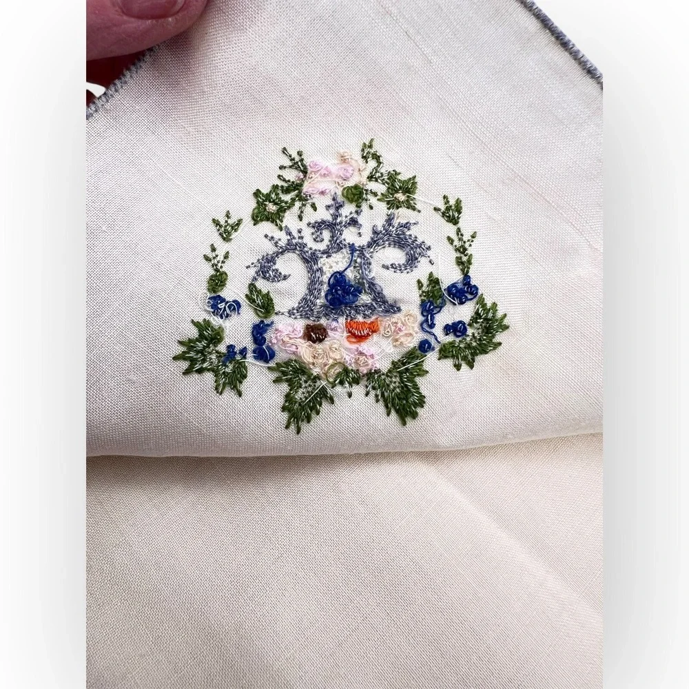 Vintage Set Of 2 Linen Embroider Napkins‎  15